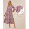 imageGRACE KARIN Women Fall Wedding Guest Dresses 2025 Floral Long Sleeve Maxi Dress Boho V Neck Empire Waist DressPink Floral