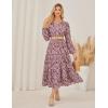 imageGRACE KARIN Women Fall Wedding Guest Dresses 2025 Floral Long Sleeve Maxi Dress Boho V Neck Empire Waist DressPink Floral
