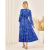 imageGRACE KARIN Women Fall Wedding Guest Dresses 2025 Floral Long Sleeve Maxi Dress Boho V Neck Empire Waist DressRoyalblue Floral