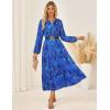 imageGRACE KARIN Women Fall Wedding Guest Dresses 2025 Floral Long Sleeve Maxi Dress Boho V Neck Empire Waist DressRoyalblue Floral