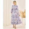 imageGRACE KARIN Women Fall Wedding Guest Dresses 2025 Floral Long Sleeve Maxi Dress Boho V Neck Empire Waist DressSkybule White Floral