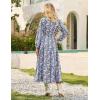 imageGRACE KARIN Women Fall Wedding Guest Dresses 2025 Floral Long Sleeve Maxi Dress Boho V Neck Empire Waist DressWhite Blue Floral