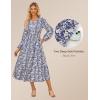 imageGRACE KARIN Women Fall Wedding Guest Dresses 2025 Floral Long Sleeve Maxi Dress Boho V Neck Empire Waist DressWhite Blue Floral