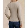 imageGRACE KARIN Women Long Sleeve Sweater Cable Knit Crewneck Sweater Lightweight Knit Pullover Tops with Decorative ButtonsBeige