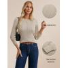 imageGRACE KARIN Women Long Sleeve Sweater Cable Knit Crewneck Sweater Lightweight Knit Pullover Tops with Decorative ButtonsBeige