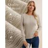 imageGRACE KARIN Women Long Sleeve Sweater Cable Knit Crewneck Sweater Lightweight Knit Pullover Tops with Decorative ButtonsBeige
