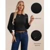 imageGRACE KARIN Women Long Sleeve Sweater Cable Knit Crewneck Sweater Lightweight Knit Pullover Tops with Decorative ButtonsBlack