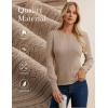 imageGRACE KARIN Women Long Sleeve Sweater Cable Knit Crewneck Sweater Lightweight Knit Pullover Tops with Decorative ButtonsKhaki