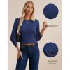 imageGRACE KARIN Women Long Sleeve Sweater Cable Knit Crewneck Sweater Lightweight Knit Pullover Tops with Decorative ButtonsNavy Blue