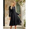 imageGRACE KARIN Womens 2025 Casual Long Lace Sleeve Dresses Summer Flowy Crewneck A Line Plain Midi Dress with PocketsBlack