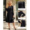 imageGRACE KARIN Womens 2025 Casual Long Lace Sleeve Dresses Summer Flowy Crewneck A Line Plain Midi Dress with PocketsBlack