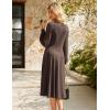 imageGRACE KARIN Womens 2025 Casual Long Lace Sleeve Dresses Summer Flowy Crewneck A Line Plain Midi Dress with PocketsBrown