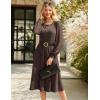 imageGRACE KARIN Womens 2025 Casual Long Lace Sleeve Dresses Summer Flowy Crewneck A Line Plain Midi Dress with PocketsBrown