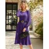 imageGRACE KARIN Womens 2025 Casual Long Lace Sleeve Dresses Summer Flowy Crewneck A Line Plain Midi Dress with PocketsDark Purple