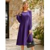 imageGRACE KARIN Womens 2025 Casual Long Lace Sleeve Dresses Summer Flowy Crewneck A Line Plain Midi Dress with PocketsDark Purple