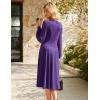 imageGRACE KARIN Womens 2025 Casual Long Lace Sleeve Dresses Summer Flowy Crewneck A Line Plain Midi Dress with PocketsDark Purple