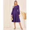 imageGRACE KARIN Womens 2025 Casual Long Lace Sleeve Dresses Summer Flowy Crewneck A Line Plain Midi Dress with PocketsDark Purple