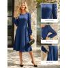 imageGRACE KARIN Womens 2025 Casual Long Lace Sleeve Dresses Summer Flowy Crewneck A Line Plain Midi Dress with PocketsNavy Blue