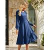 imageGRACE KARIN Womens 2025 Casual Long Lace Sleeve Dresses Summer Flowy Crewneck A Line Plain Midi Dress with PocketsNavy Blue
