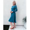 imageGRACE KARIN Womens 2025 Casual Long Lace Sleeve Dresses Summer Flowy Crewneck A Line Plain Midi Dress with PocketsPeacock Blue