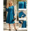 imageGRACE KARIN Womens 2025 Casual Long Lace Sleeve Dresses Summer Flowy Crewneck A Line Plain Midi Dress with PocketsPeacock Blue