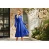 imageGRACE KARIN Womens 2025 Casual Long Lace Sleeve Dresses Summer Flowy Crewneck A Line Plain Midi Dress with PocketsRoyal Blue