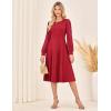 imageGRACE KARIN Womens 2025 Casual Long Lace Sleeve Dresses Summer Flowy Crewneck A Line Plain Midi Dress with PocketsWine Red