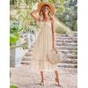imageGRACE KARIN Womens 2025 Summer Dress Casual Sleeveless Spaghetti Strap Smocked Ruffle Beach Long Maxi Dress with PocketsApricot