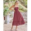 imageGRACE KARIN Womens 2025 Summer Dress Casual Sleeveless Spaghetti Strap Smocked Ruffle Beach Long Maxi Dress with PocketsBrick Red