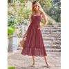 imageGRACE KARIN Womens 2025 Summer Dress Casual Sleeveless Spaghetti Strap Smocked Ruffle Beach Long Maxi Dress with PocketsBrick Red