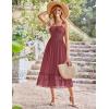 imageGRACE KARIN Womens 2025 Summer Dress Casual Sleeveless Spaghetti Strap Smocked Ruffle Beach Long Maxi Dress with PocketsBrick Red