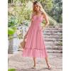 imageGRACE KARIN Womens 2025 Summer Dress Casual Sleeveless Spaghetti Strap Smocked Ruffle Beach Long Maxi Dress with PocketsLight Pink