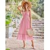 imageGRACE KARIN Womens 2025 Summer Dress Casual Sleeveless Spaghetti Strap Smocked Ruffle Beach Long Maxi Dress with PocketsLight Pink