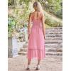 imageGRACE KARIN Womens 2025 Summer Dress Casual Sleeveless Spaghetti Strap Smocked Ruffle Beach Long Maxi Dress with PocketsLight Pink
