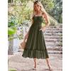 imageGRACE KARIN Womens 2025 Summer Dress Casual Sleeveless Spaghetti Strap Smocked Ruffle Beach Long Maxi Dress with PocketsOlive Green