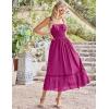 imageGRACE KARIN Womens 2025 Summer Dress Casual Sleeveless Spaghetti Strap Smocked Ruffle Beach Long Maxi Dress with PocketsPurple Red