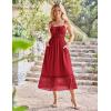 imageGRACE KARIN Womens 2025 Summer Dress Casual Sleeveless Spaghetti Strap Smocked Ruffle Beach Long Maxi Dress with PocketsRed