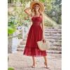 imageGRACE KARIN Womens 2025 Summer Dress Casual Sleeveless Spaghetti Strap Smocked Ruffle Beach Long Maxi Dress with PocketsRed