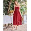 imageGRACE KARIN Womens 2025 Summer Dress Casual Sleeveless Spaghetti Strap Smocked Ruffle Beach Long Maxi Dress with PocketsRed
