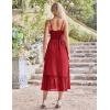 imageGRACE KARIN Womens 2025 Summer Dress Casual Sleeveless Spaghetti Strap Smocked Ruffle Beach Long Maxi Dress with PocketsRed