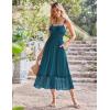 imageGRACE KARIN Womens 2025 Summer Dress Casual Sleeveless Spaghetti Strap Smocked Ruffle Beach Long Maxi Dress with PocketsTeal