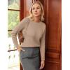 imageGRACE KARIN Womens Fall Knit Sweater Top Long Sleeve Merino Wool Blend Pullover Casual Crewneck Waffle Clothes 2025Camel