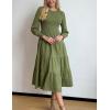 imageGRACE KARIN Womens Fall Long Sleeve Dresses 2025 Wedding Guest Midi Dress Smocked A Line Flowy Dresses with PocketsArmy Green