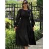 imageGRACE KARIN Womens Fall Long Sleeve Dresses 2025 Wedding Guest Midi Dress Smocked A Line Flowy Dresses with PocketsBlack