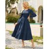 imageGRACE KARIN Womens Fall Long Sleeve Dresses 2025 Wedding Guest Midi Dress Smocked A Line Flowy Dresses with PocketsDark Blue