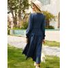 imageGRACE KARIN Womens Fall Long Sleeve Dresses 2025 Wedding Guest Midi Dress Smocked A Line Flowy Dresses with PocketsDark Blue