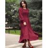 imageGRACE KARIN Womens Fall Long Sleeve Dresses 2025 Wedding Guest Midi Dress Smocked A Line Flowy Dresses with PocketsWine Red