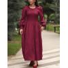 imageGRACE KARIN Womens Fall Long Sleeve Dresses 2025 Wedding Guest Midi Dress Smocked A Line Flowy Dresses with PocketsWine Red