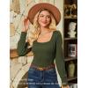 imageGRACE KARIN Womens Fall Long Sleeve Trendy Tops 2025 Square Neck Ribbed Casual Shirts Cozy Basic SweaterArmy Green