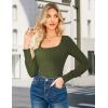 imageGRACE KARIN Womens Fall Long Sleeve Trendy Tops 2025 Square Neck Ribbed Casual Shirts Cozy Basic SweaterArmy Green